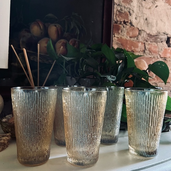 Set of 5 Champagne Iridescent Colored Drinking Glasses
